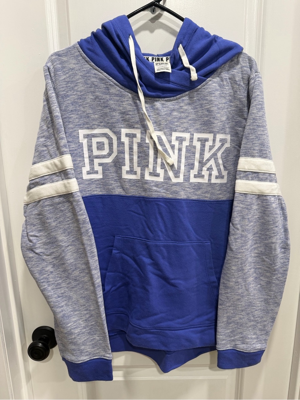 PINK Victoria's Secret Blue & Heather Gray Pullover Hoodie